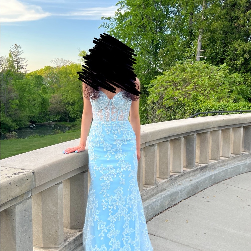 Sherri hill light blue prom dress
